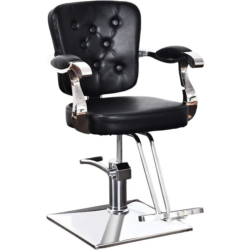 BarberPub kursi Salon hidrolik, peralatan kecantikan penataan rambut Salon Spa rambut kulit palsu klasik 2069 (hitam)