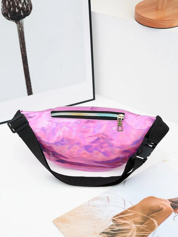 Голографическая поясная сумка, водонепроницаемая блестящая поясная сумка, регулируемый ремень с лазерным рисунком, Спортивная поясная сумка металлического цвета