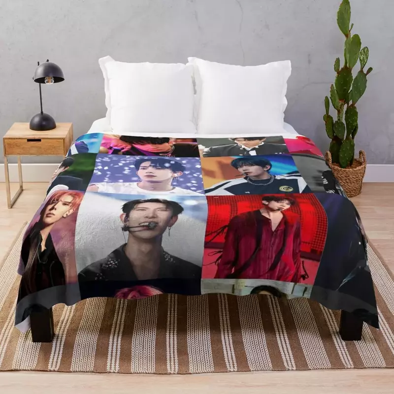 Heeseung-colcha de Collage, manta decorativa para cama, ropa de cama