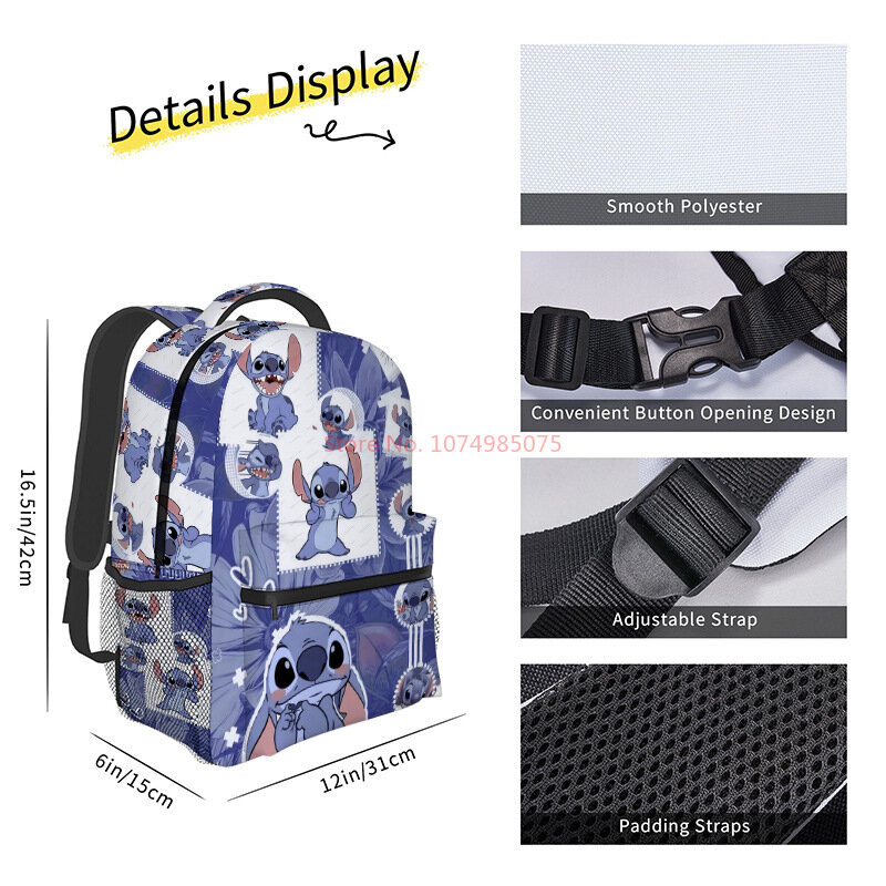 Stitch Disney School Baglilo & Stitch Satchel Cute Schoolboy Backpack Large-capacity Cartoon Boy And Girl Travel Bag