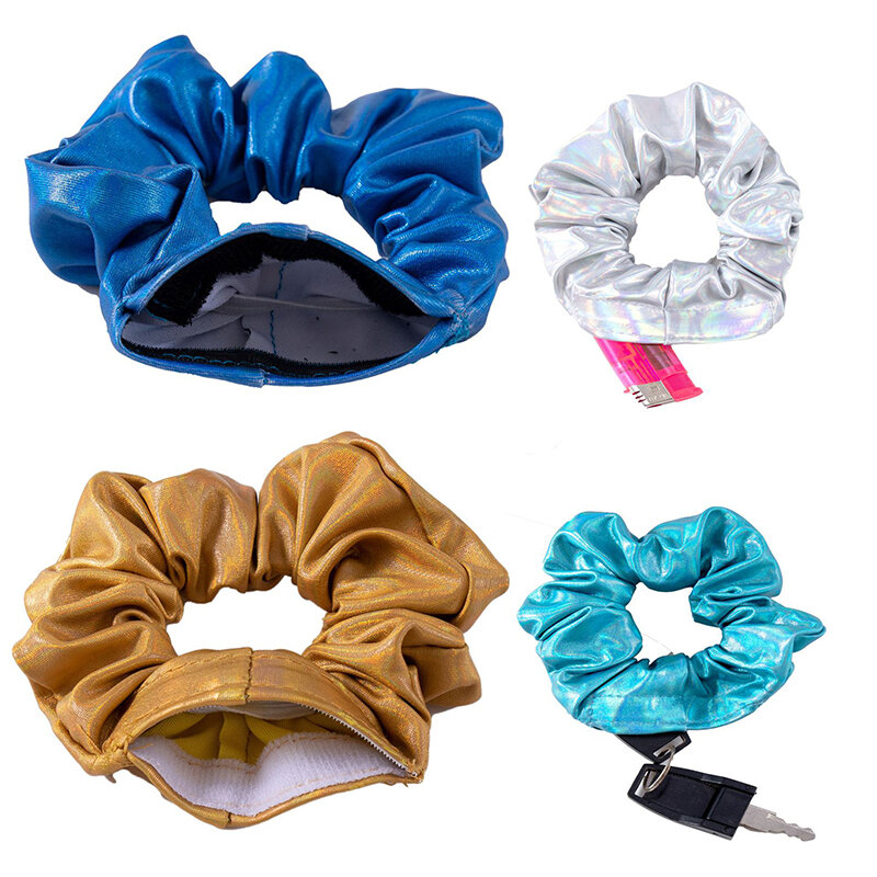 Secret Hair Scrunchies com Stash Pocket, compartimento de armazenamento escondido, Sight Travel Hair Tie, Safe Hair Scrunchies, 1Pc