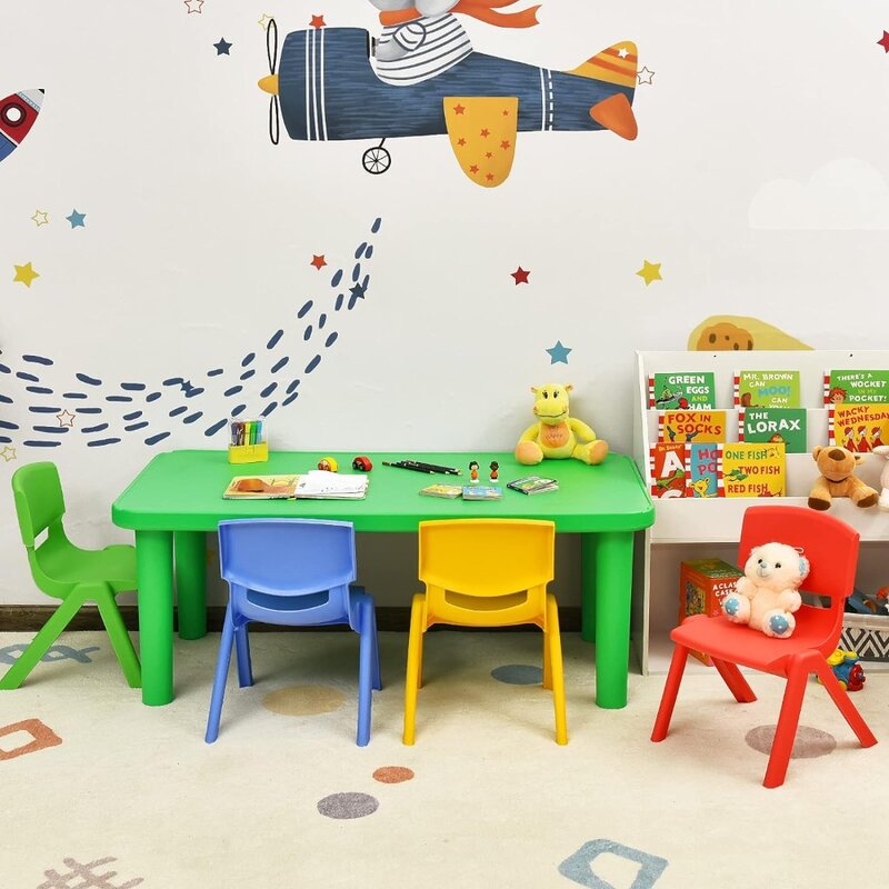 Zestawy mebli dla dzieci, plastikowy zestaw do nauki i zabawy, kolorowy krzesła z możliwością układania jedno na drugim, przenośny stół zestawy mebli dla dzieci