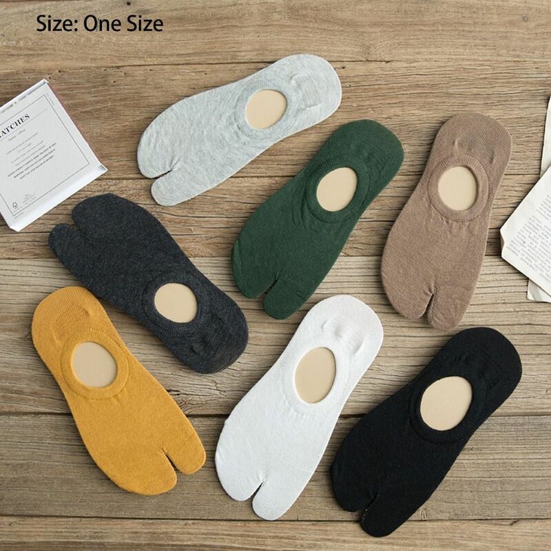 Cotton Two-Toed Socks Simple Breathable Comfortable Split Toe Socks Low Cut Boat Socks Unisex