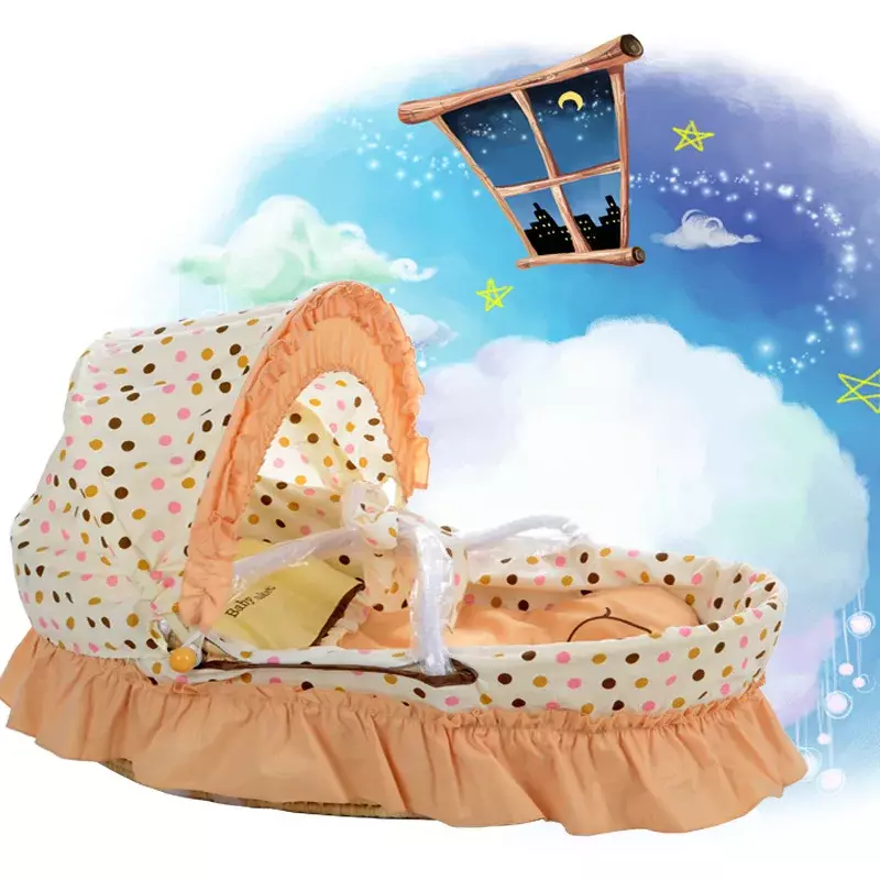 Baby basket cornhusk woven basket cart portable sleeping basket crib baby cradle
