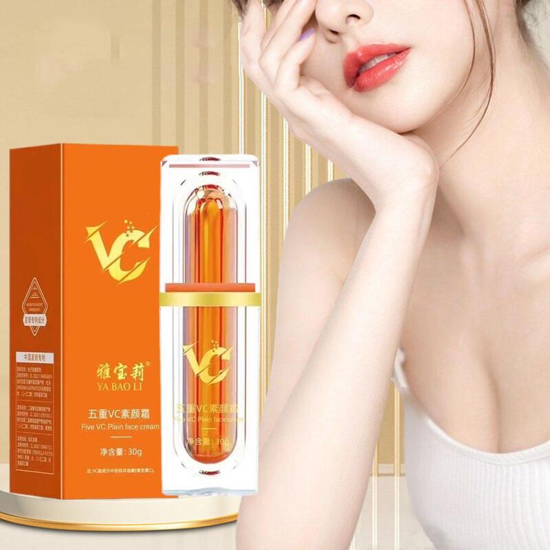 Krim pemutih wajah Vitamin C VC, Pelembab lima warna, perawatan Makeup Anti kulit kosmetik anti-penuaan Na R9A1