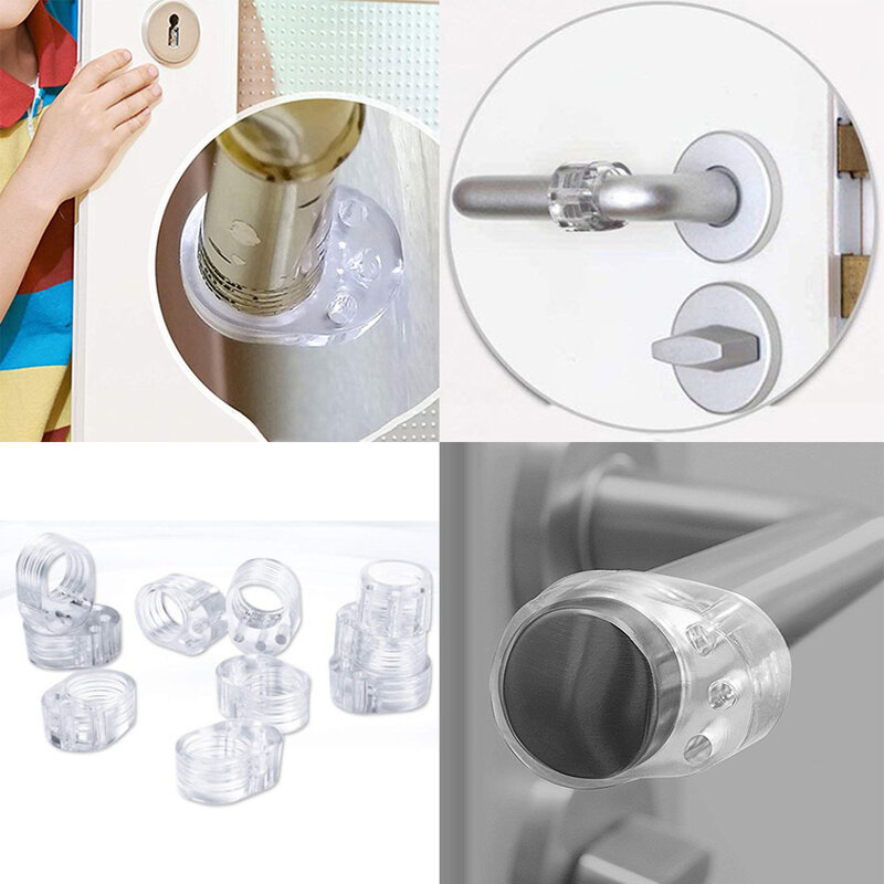 5pcs Silicone Door Handle Stopper Transparent PVC Door Handle Buffer Wall Protection Shock Absorber for Home Kitchen Bedroom