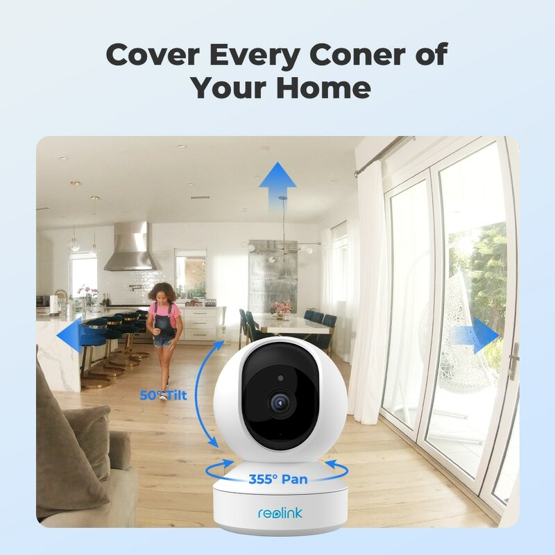 Reolink-家庭用ビデオ監視カメラ,屋内カメラ,wifi,パン,傾斜,双方向オーディオ,AI検出,2k,4mp,e1