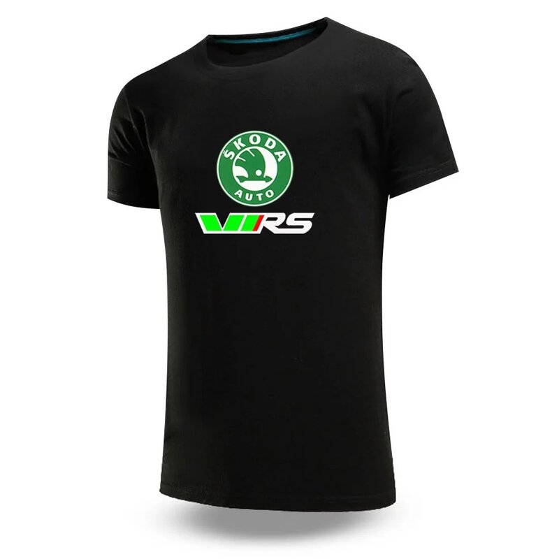 Skoda Rs Vrs Motorsport Graphicorrally Wrc Racing Man's Summer Print Ordinary Cotton Short Sleeve Round Neck Sports T-Shirt Top