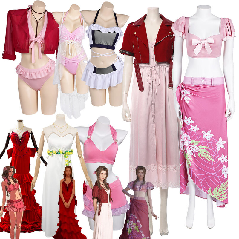 Traje de baño de Final Cos Fantasy Aerith Tifa Yuffie para mujer, traje de baño de Cosplay, Bikinis, trajes de baño para adultos, traje de disfraz de fiesta de Halloween
