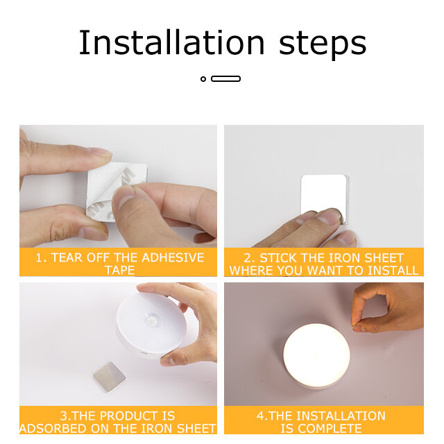Portátil Smart Home USB Carregamento Sensor De Movimento De Luz, parede De Segurança Interior LED Sob Armário, Armário De Escada