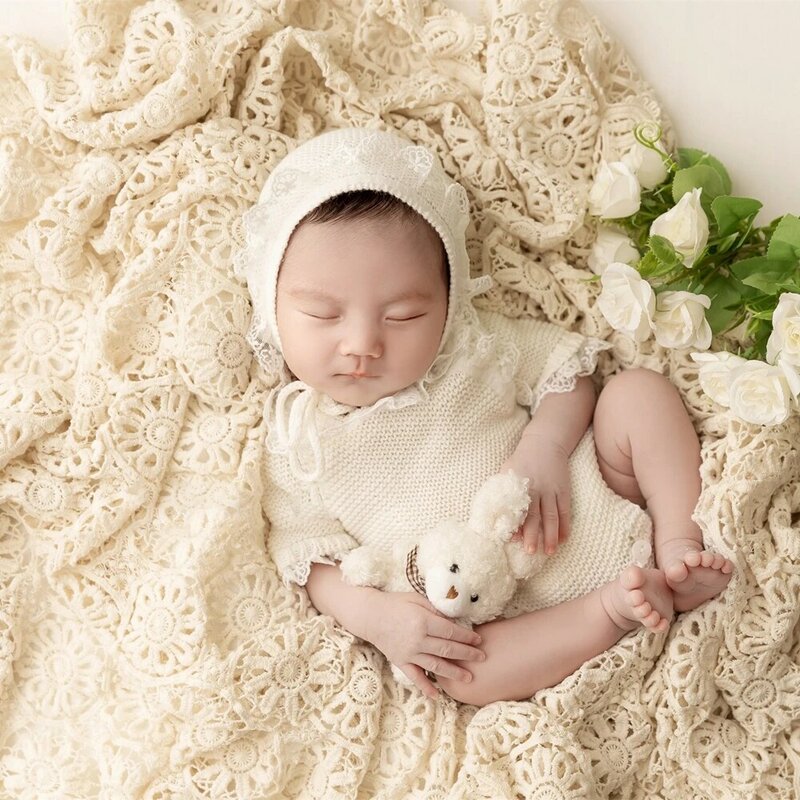 Spitze Baby Decke Neugeborenen Fotografie Requisiten Baumwolle Neugeborenen Posiert Hintergrund Lange Fotoshooting Schicht Baby Fotografie Zubehör
