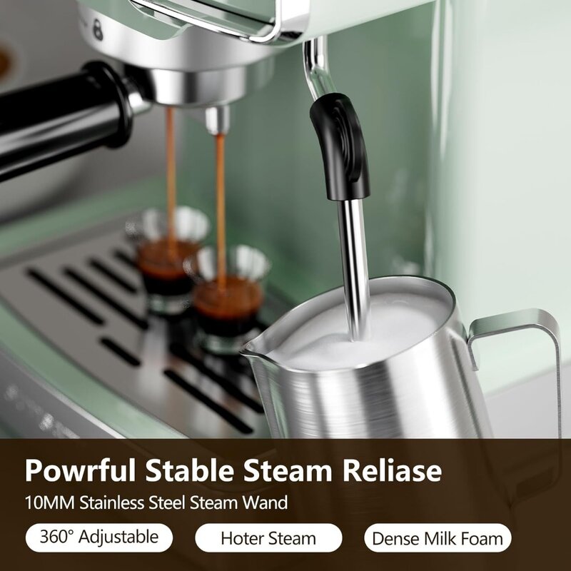 Cafetera Espresso de 20 Bar, vaporizador de leche, tanque de agua extraíble de 1,8 l, cafetera