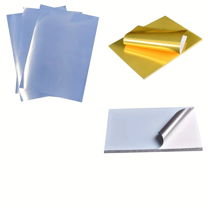 ESHANG 잉크젯 및 레이저 프린터용 방수 비닐 스티커, 밝은 금색 라벨 스티커, A4 20 매, 8.3 × 11.7 인치