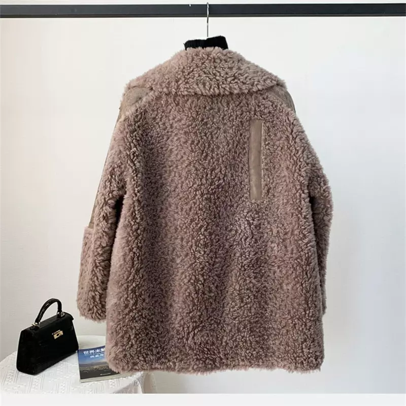 2023 New Women's Lamb Wool Fur Winter Coat Female Girl Warm Sheep Shearling Fashion Jacket JT3312
