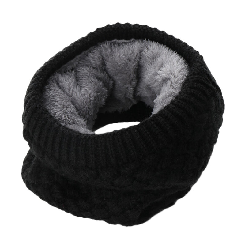 2023 New Winter Scarf Men Women Warm Knitted Ring Scarves Wool Fur Thick Children Neck Warmer Boys Girl Plush Scarf Collar
