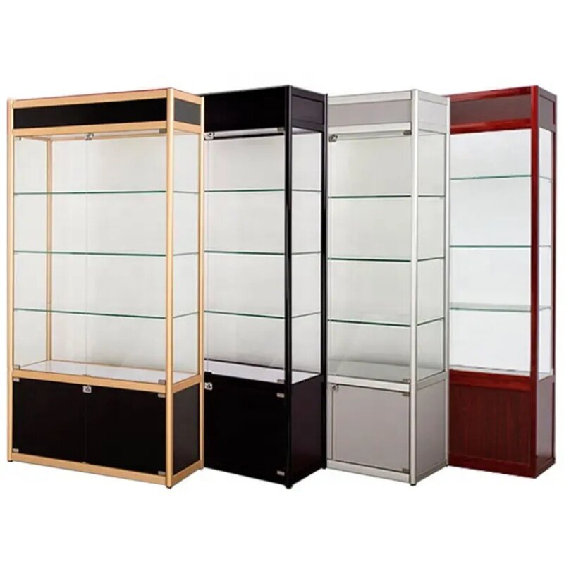 Custom, Showroom Bulletproof Glass Cabinets Retail Store Lockable Display Commercial Wall Showcase Glass Display