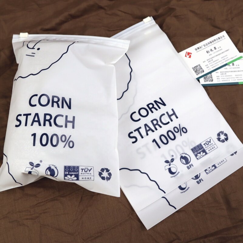 Prodotto personalizzato, sacchetti per magliette in polietilene biodegradabile sacchetto con cerniera in plastica compostabile smerigliato opaco ecologico per Packag intimo