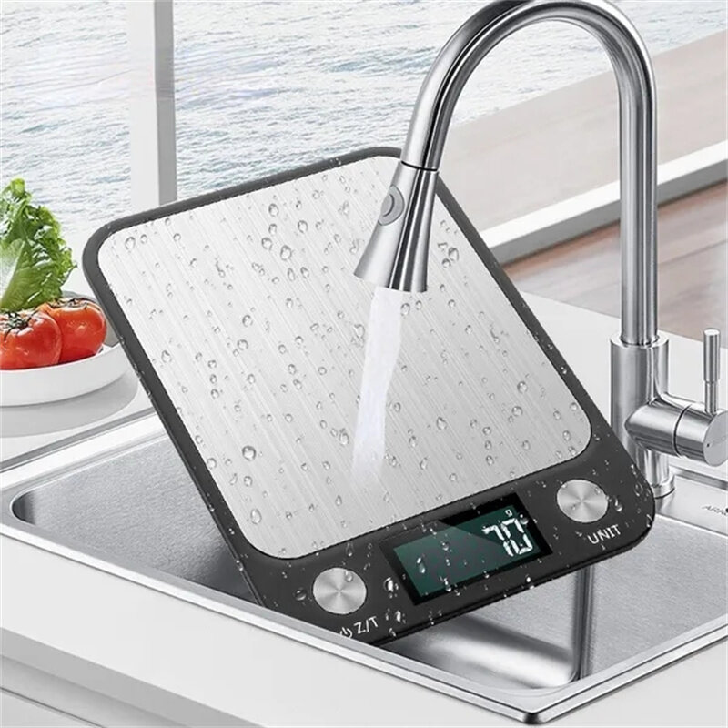 Balança de Cozinha Digital em Aço Inoxidável, 5kg, 10 kg, 15kg, Pesando Alimentos, Balança de Café, Design, Cozinhar e Assar