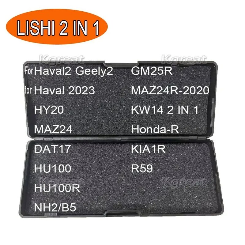 2in1 Lishi Tool 2 in 1 for Haval2 Geely 2 Haval 2023 HY20 MAZ24 DAT17 HU100 HU100R NH2/B5 GM25R MAZ24R-2020 KW14/KA34 KIA1R R59