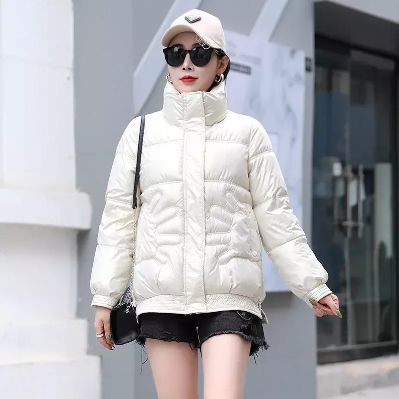 Women Casual Thick Puffer Jackets Zipper Winter Down Jacket Autumn Solid Slim Coats Clothing Warm Short Parkas Ladies Overcoat