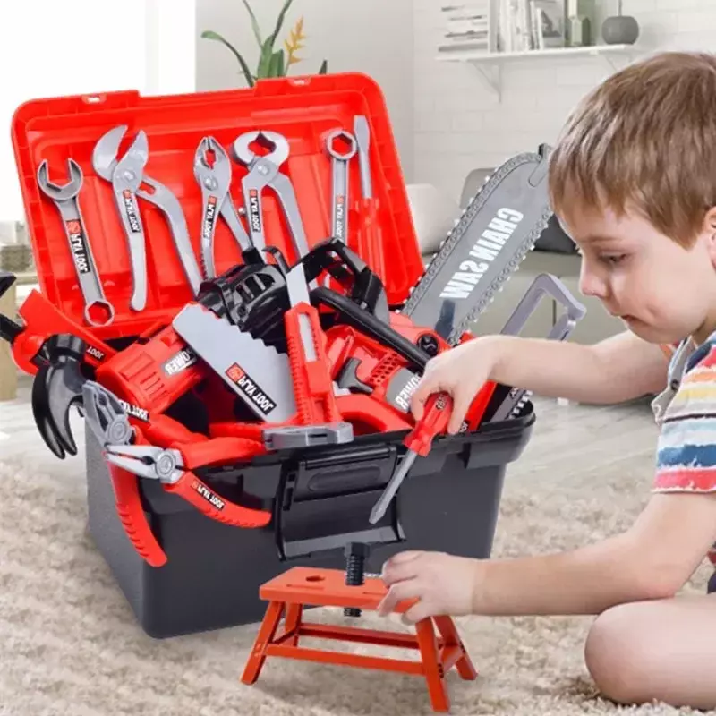 Детский ящик для инструментов инженерные инструменты для имитации ремонта игрушка-ролевая игрушка электрическая дрель отвертка Набор инструментов игрушечный набор для детей