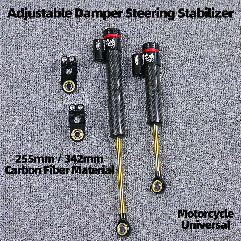 Universal Motorcycle 255mm 342mm Adjustable Damper Steering Stabilizer For Honda Kawasaki Yamaha Carbon Fiber Steering Stabiliz