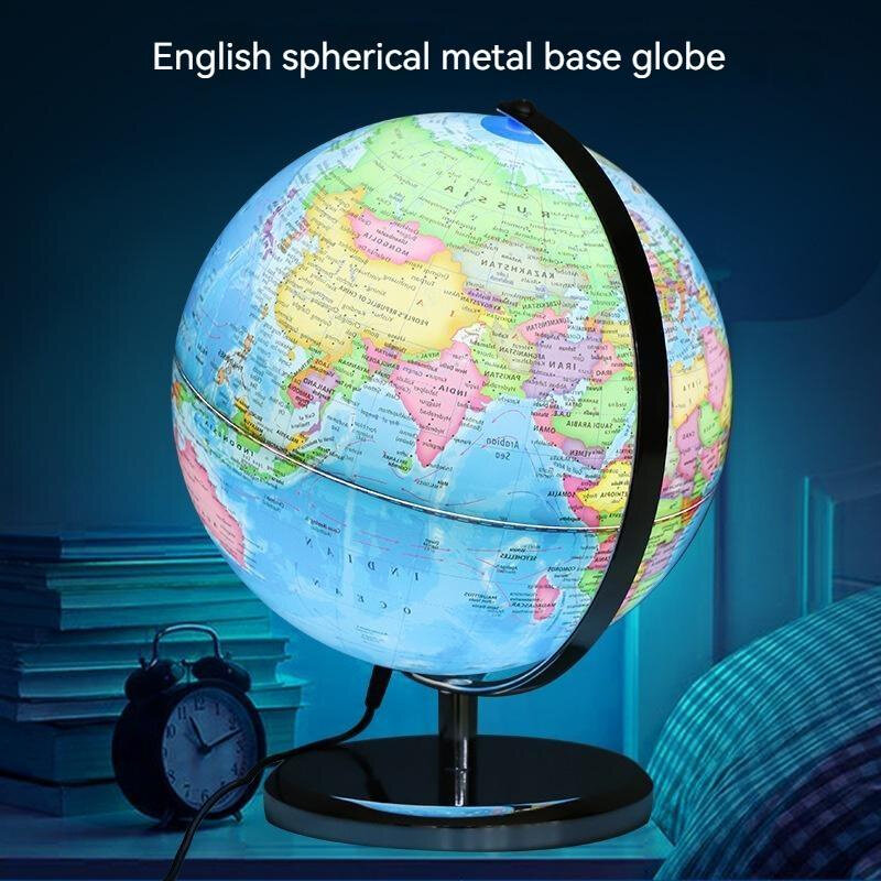 Geografia Ensino Educacional Decorações Suprimentos, Mapa do Mundo, Versão Inglês, Luz LED, 20 cm, 25cm