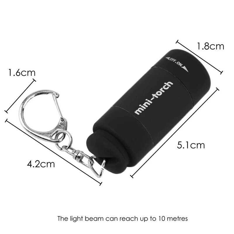 Portátil Mini LED Torch Keychain, lanterna USB recarregável, tocha de bolso, chaveiro DIY ferramenta para casa, 2 pcs