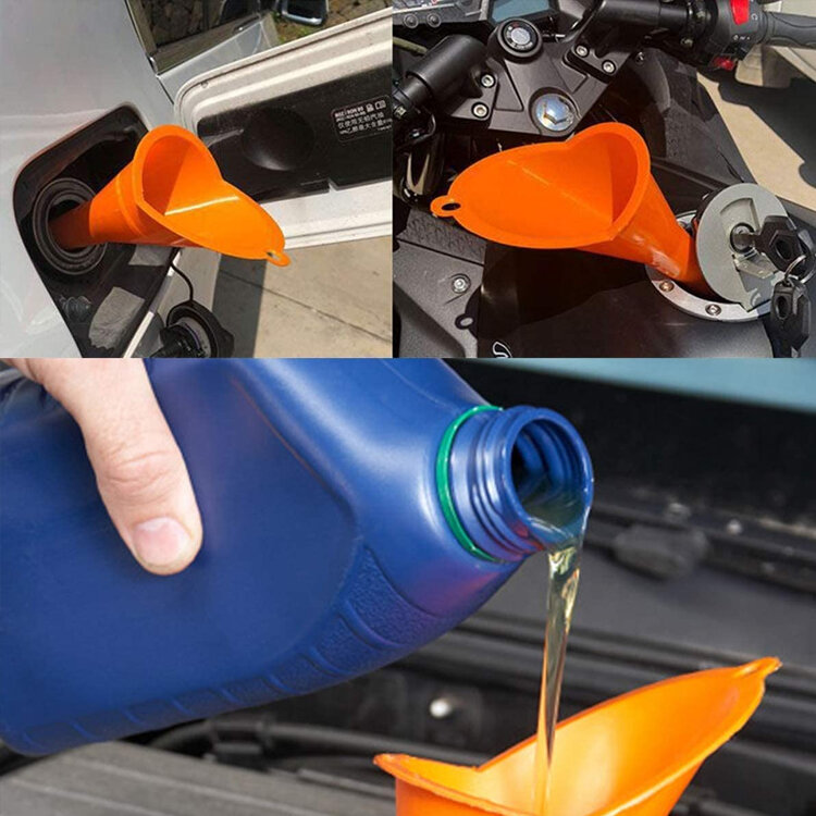 Long Stem Plastic Funnel para carro, Gasolina Oil Fuel Filling Tool, Anti-splash Motorcycle Refueling Tool, Auto Acessórios, 5 Pcs, 1Pc