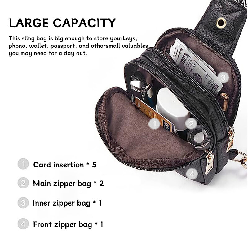 Bolso cruzado de cuero para mujer, bolsa de pecho pequeña de viaje al aire libre, portátil, de gran capacidad, estilo de diseñador