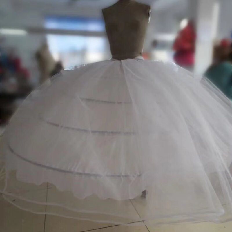 New Hot Sell 4Hoops Big White Petticoat Super Fluffy Crinoline Slip Underskirt Para Vestido de Noiva Vestido De Noiva Em Estoque