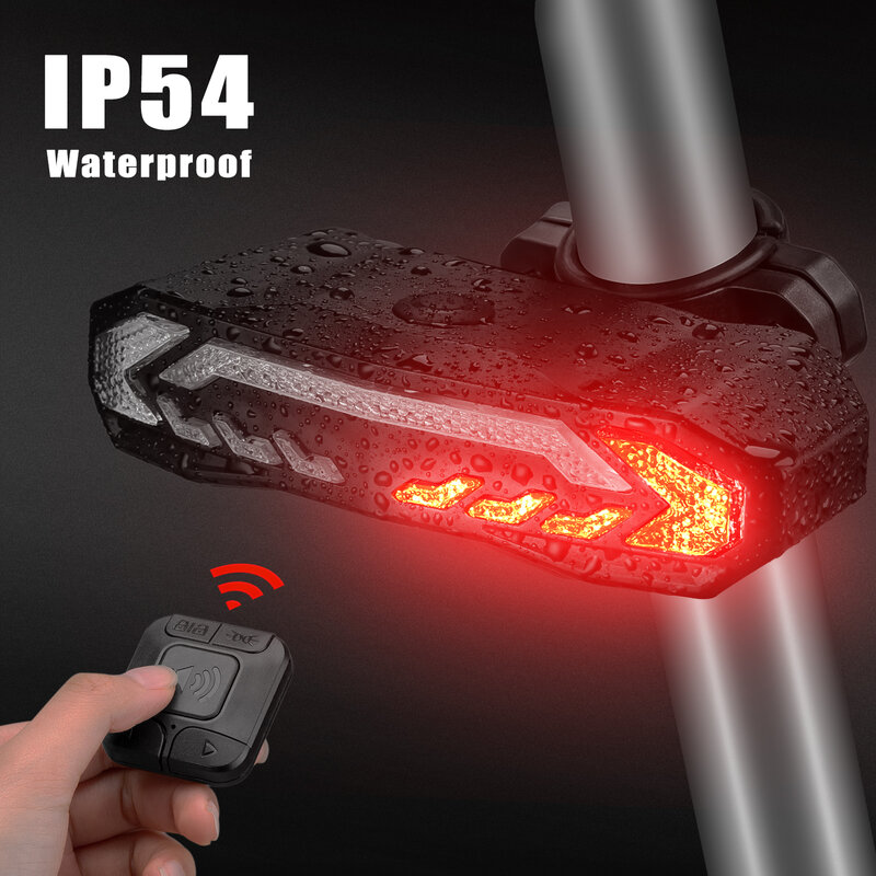 Awapow 5 In 1 Bicycle Alarm Anti Theft Bike Taillight Alarm IP54 Waterproof Remote Control Bike Tail Light with Turn Signals