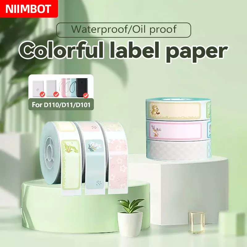 Niimbot D101 D11 D110 kolorowa naklejka etykieta termiczna wodoodporna anty-olejowa do Mini przenośnej drukarki do mobilnego papieru naklejkowego