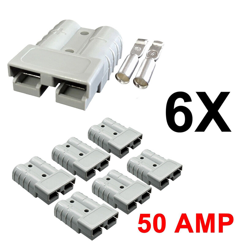 4/6x Plugs 50A Connector For Anderson Style Plug Connectors DC Power Solar Caravan Motorcycle Socket Battery Charging Adapter Ac