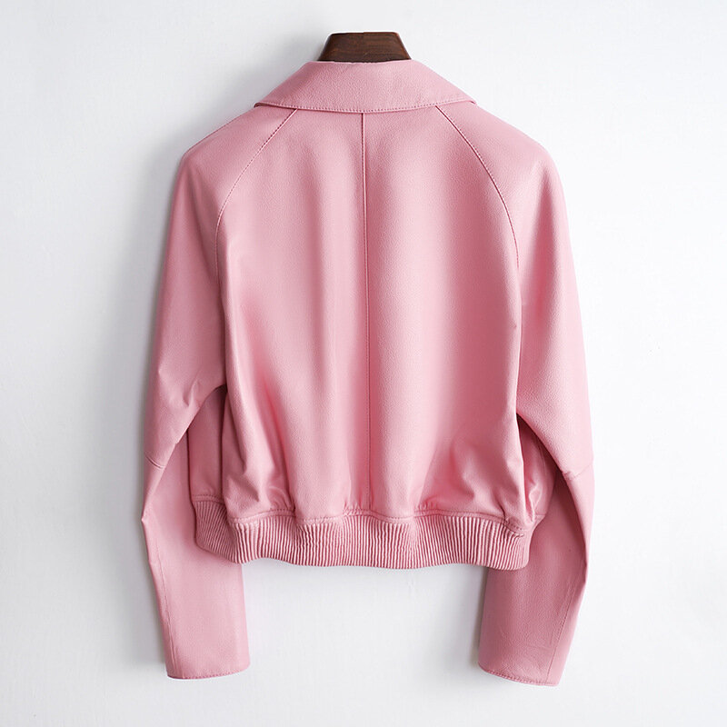 Genuine leather jacket for autumn 2023, new French elegant sheepskin jacket, artistic lychee pattern small short jacket