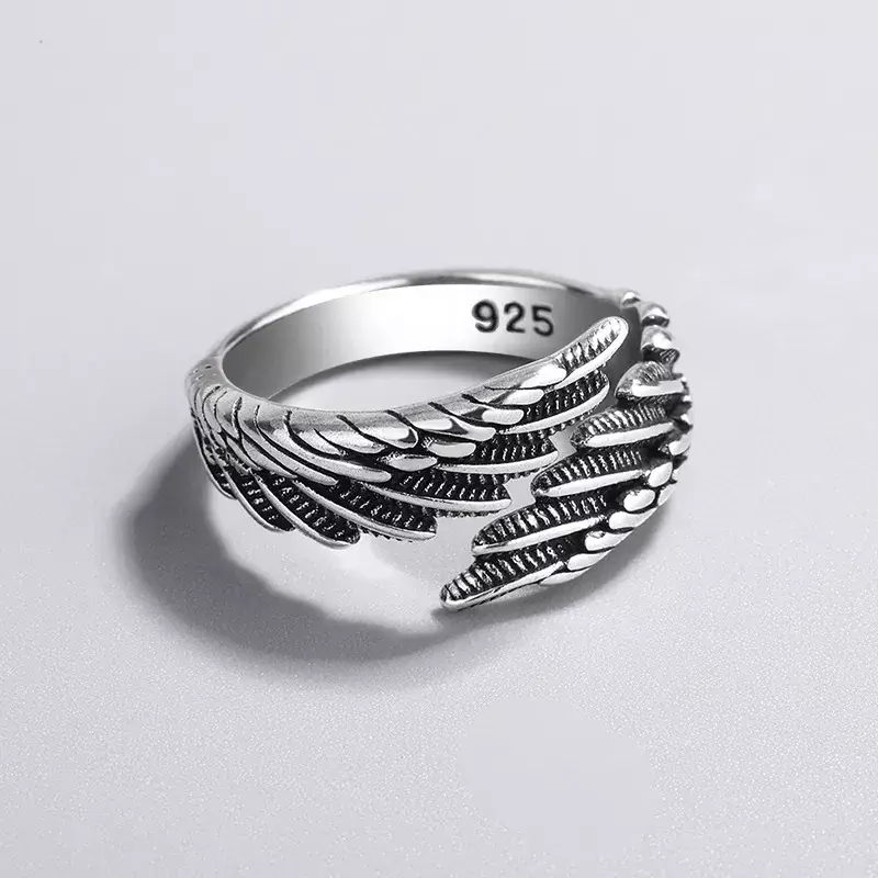 Asas vintage cor prata Anéis abertos para mulheres, anel punk, joias criativas, festa hip hop, casais, presente de aniversário, meninas
