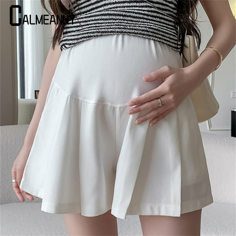Pantalones cortos de cintura alta para mujer, moda de verano, nuevo estilo coreano, sólido básico, suelto, versátil, ropa de maternidad, 2023