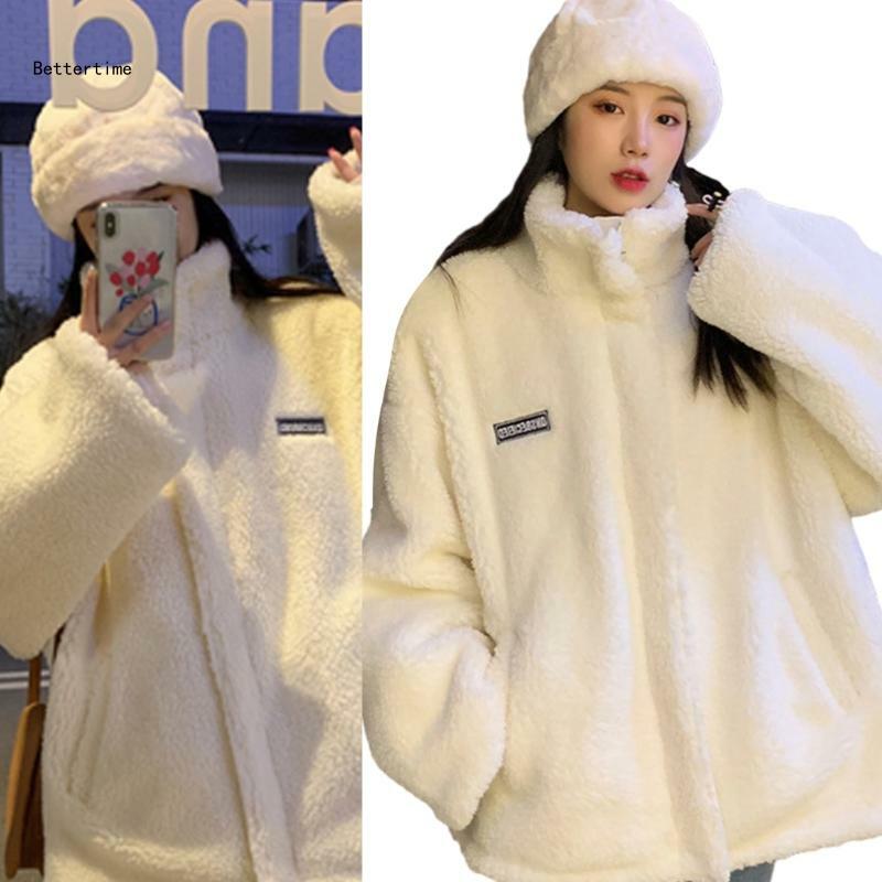B36D Women 2023 Winter Fleece Sherpas Coats with Pockets Outerwear with Pocket