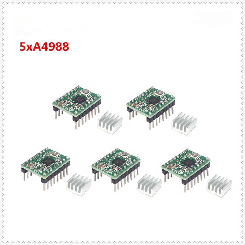 Шаговый Драйвер A4988, Step Stick electronics, детали для 3D-принтера, шаговый двигатель с радиаторами 4988, 5 шт.
