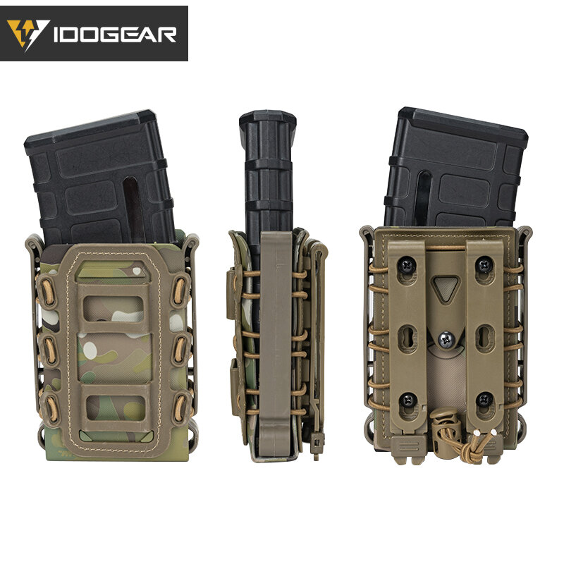 IDOGEAR-bolsa rápida para cargador táctico, cinturón Molle, portador de fijación rápida, carcasa suave, para Rifle Mag, 5,56mm, 7,62mm