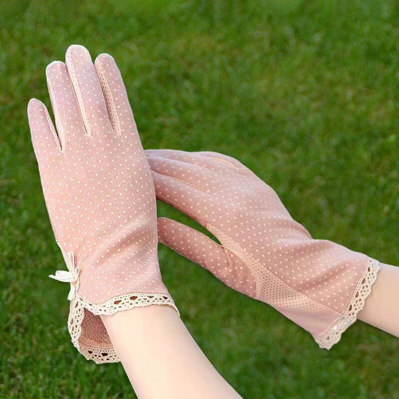 1 Pair Summer Gloves Driving Riding Mittens Dot Full Finger Gloves Non-Fading Sunscreen Gloves