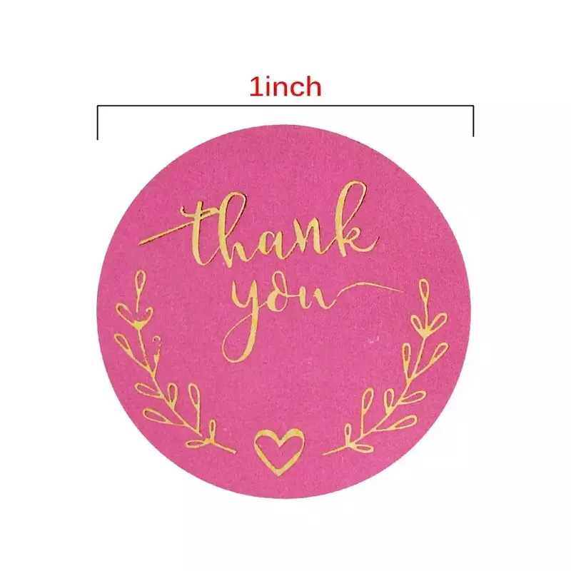 감사합니다 핑크 종이 비즈니스 라벨 스티커 50-500 개, 베이킹 포장 수제 장식 귀여운 문구 용품 1 인치