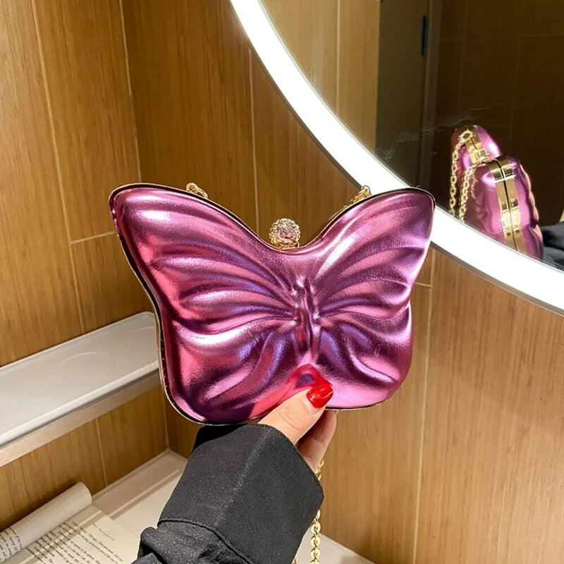 Tas bahu wanita bentuk kupu-kupu Glitter tas tangan malam klasik dompet makan malam tas tangan perjamuan Formal untuk pesta pernikahan Prom