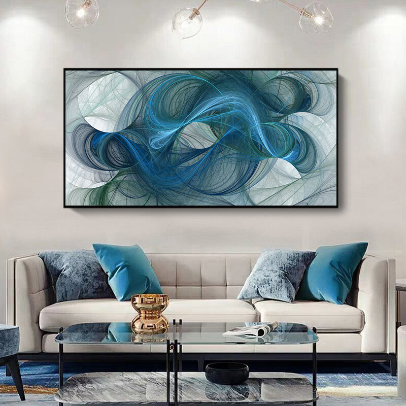 Cor azul decoração boho estilo poster impressões sofá quadro decoração da parede imagem arte cuadros decoracion dormitorio pintura em tela