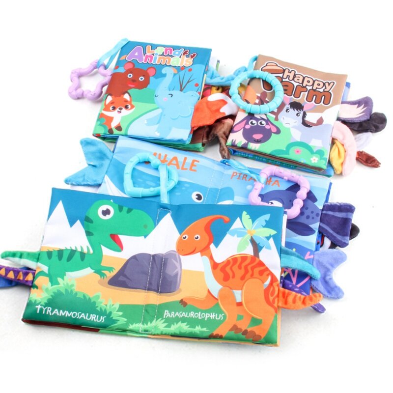 Buku kain bayi hewan Dinasour Cognize Puzzle buku bayi anak-anak awal belajar pendidikan buku kain mainan hadiah baru lahir