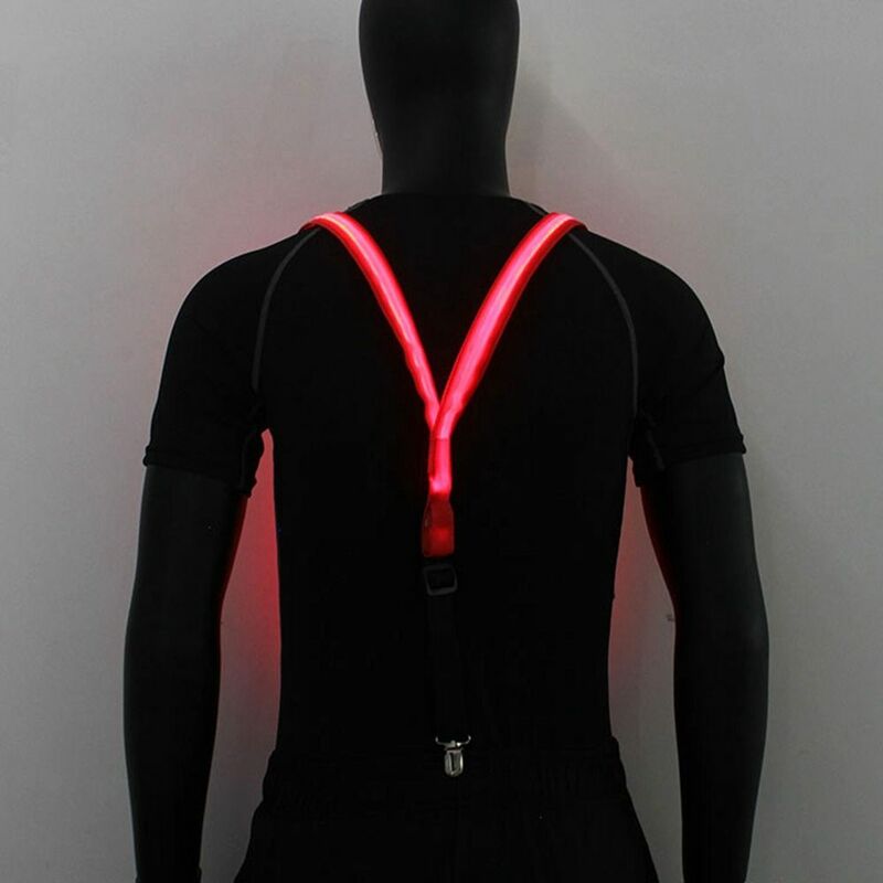 Light Up Glow In The Dark Party Performance Props Hanging Pants Clip Tie Suspenders Set Luminous Bow Tie LED Suspenders Clips