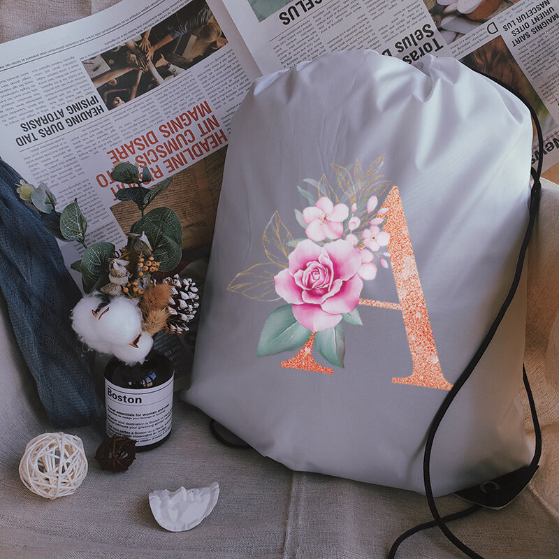 Borsa pieghevole impermeabile con coulisse borsa da Yoga per donna con stampa lettere arancione semplice borse portatili borse sportive per uomo e donna
