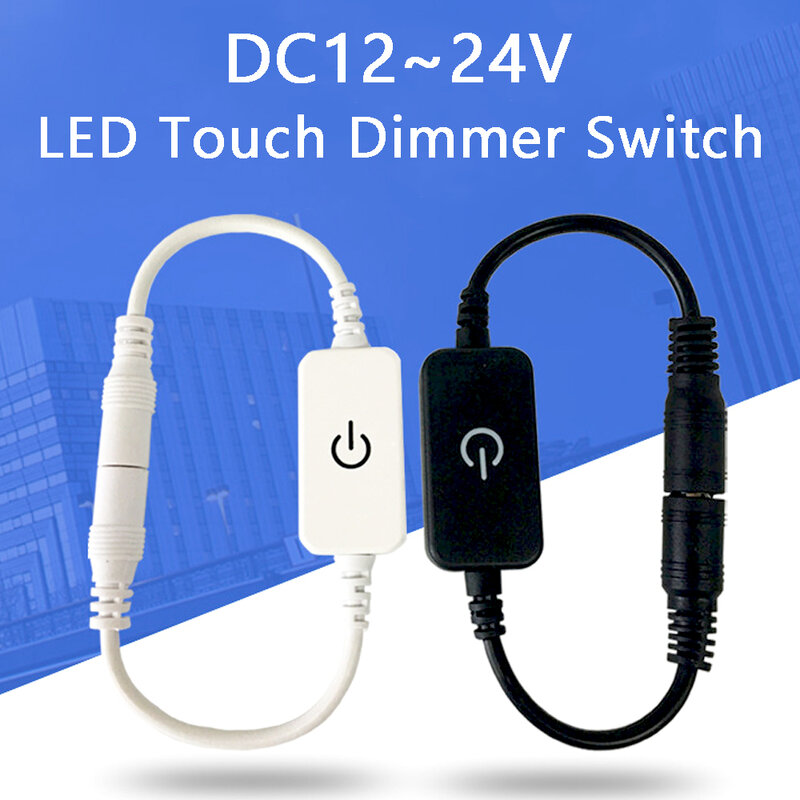 Faixa de luz LED com Touch Dimmer Brilho Dimming, Controlador de Interruptor de Memória, 5,5x2,1mm, DC Plug, 12-24V, Interruptor Ajustável On-line, 1Pc