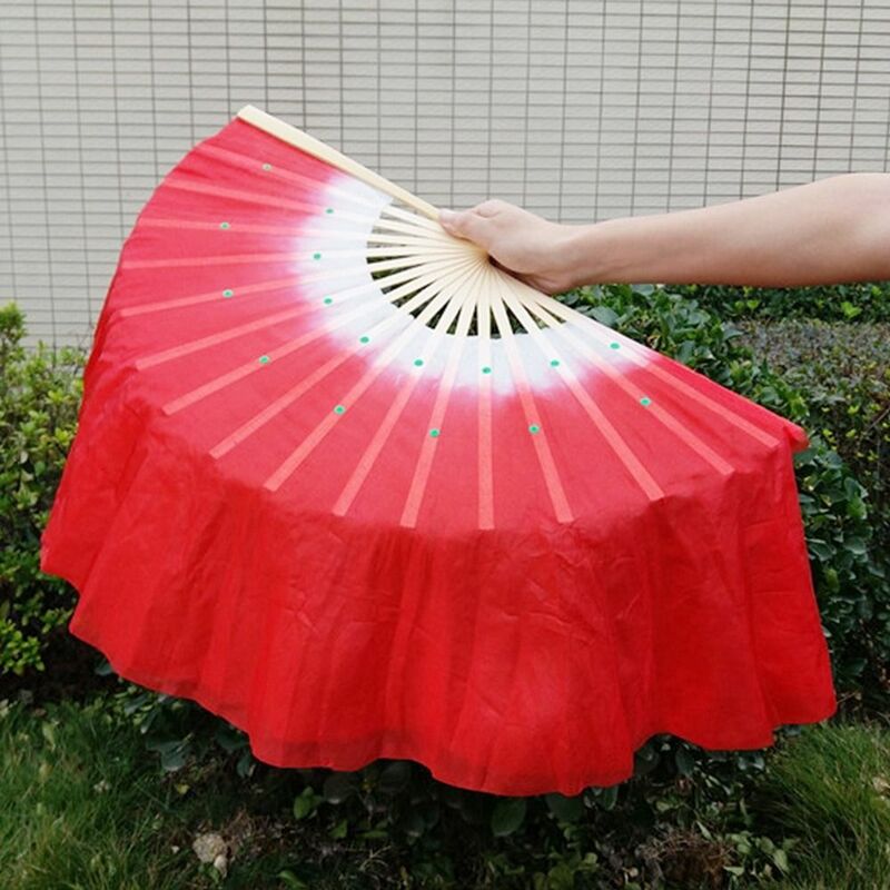 Chinês Curto Bellydance Fan, bambu mão corante para adultos, meio círculo Silk Veil Pairs, Yangko Fans, venda quente, 30cm, 10cm