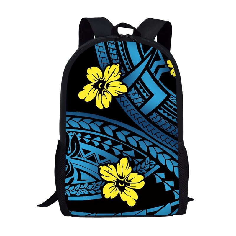 Hibiscus polinésia mochila escolar padrão para meninas, estudante Bookbag, mochila de viagem Laptop, sacos escolares adolescentes, 16"